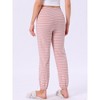 INSPIRE CHIC Womens Cotton Pajamas Drawstring Elastic Waist Striped Pants with Pockets - 4 of 4