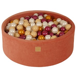 MeowBaby 35 by 11.5 Inches Soft Round Foam Ball Pit with 200 Full Foam, 2.75 Inch Balls & Zippered Covered, Marsala Red: Burgundy/Gold/White/Beige - 1 of 4