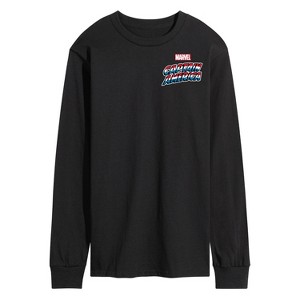 Men's - Marvel - Captain America Retro Distressed Flag Pose Long Sleeve Graphic T-Shirt - 1 of 4
