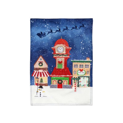 Evergreen Garden Flag Christmas Eve Linen Double Sided Indoor Outdoor Decor 18" x 12.5"