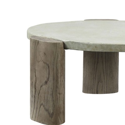 47'' Weathered Gray and Oak Oval Coffee Table
