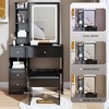 Vanity Desk Set, Cabinet Vanity Table + Cushioned Stool, Extra Large Touch Control Sliding LED Mirror, Tri-color Switching, Brightness Adjustable - 2 of 4