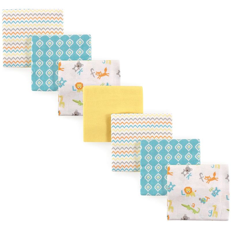 Luvable Friends Baby Cotton Flannel Receiving Blankets, Abc 7-Pack, One Size, 1 of 3