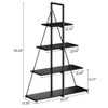 Bookcase, 4-Tier Ladder Bookshelf, A-Shaped Ladder Shelf Display, Ladder Shelf Storage Organizer for Living Room, Home Office - 2 of 4