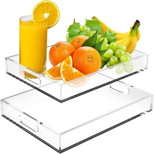 Attop 2-Piece Acrylic Tray Set 16x12 and 15.4x11.9 Inch Clear Deluxe Tray Non-Slip, Scratch-Resistant, Spill-Resistant - 1 of 4