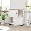 Litter Box Furniture Cabinet for 2 Cats - Hidden Wood Enclosure with Scratch Post & Mats, All-in-One Cat Washroom & Modern Farmhouse Side Table - 3 of 4