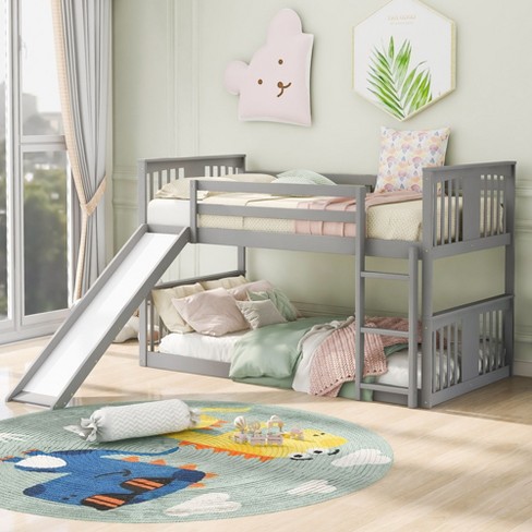 NicBex Twin Over Twin Bunk Bed with Guardrail and Slide,Loft Bed with Built-in Ladder,Modern Bunk Beds,Noise Reduced Bunk Beds for Bedroom - image 1 of 4