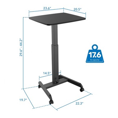 Black Adjustable Height Rolling Laptop Desk with Pneumatic Lift