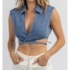 Women's JEAN COLLARED WRAP TOP - LE LIS - image 2 of 4