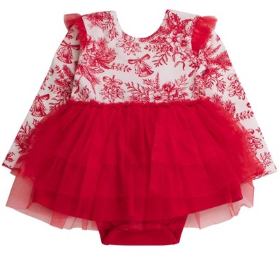 RuffleButts Baby Girls Flutter Tulle Long Sleeve Twirl Romper
