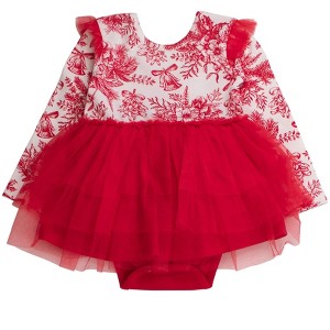 RuffleButts Baby Girls Flutter Tulle Long Sleeve Twirl Romper - 1 of 2