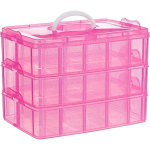 3-Tier Stackable Storage Box with Dividers, 30 Compartments for Craft and Toy Organization. - 1 of 4
