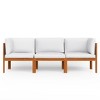 vidaXL Garden Sofa Cream Solid Acacia Wood 3-Seater Garden Sofa - 3 of 4