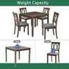 Gulches 5-Piece Walnut Wooden Dining Set for 4 - 34.5" Square Table + 4 Cross-Back Upholstered Chairs, Stable Space-Saving Design - 3 of 4
