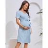 Women Maternity Dress Casual Short Sleeve Nursing Dress V Neck Breastfeeding Ribbed Knit Belt Pregnancy Dresses - 4 of 4