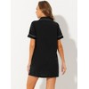 cheibear Women's Notched Collar Button Down Pajama Shirt Dress with Pocket - 3 of 4