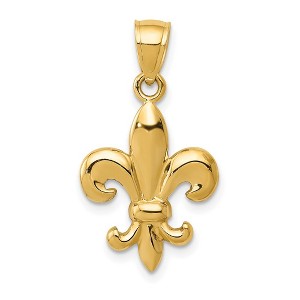 Black Bow Jewelry 14k Yellow Gold Polished 2D Fleur De Lis Pendant, 14mm (9/16 inch) - 1 of 4
