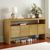 60" 4-Door Sideboard Buffet, Modern Solid Wood Veneer Storage Console with Open Shelf, Large Capacity for Living Room Dining Entryway - 4 of 4