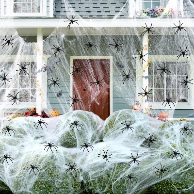 Joyfy Halloween Spider Web Decorations, 1200 sqft Spider Decorations Bonus with 80 Fake Spiders, Super Stretch Cobwebs for Halloween Party Supplies