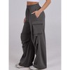 Women's Elastic Waistband Cargo Joggers Casual Wide Leg Straight Loose Fit Sweatpants with Pockets - 3 of 4