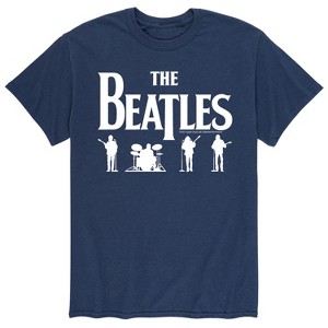 Men's - The Beatles - White Logo Band Silhouettes Short Sleeve Graphic T-Shirt - 1 of 4