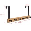Home Mart Goods Heavy Duty Natural Bamboo Wood Matte Black Over The Door Hanger Hanging Rack 6 Hooks Organizer - 2 of 4