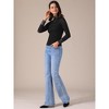 INSPIRE CHIC Women's Semi Sheer Mesh Fitted Lace Trim Mock Neck Long Sleeve Blouse - 3 of 4