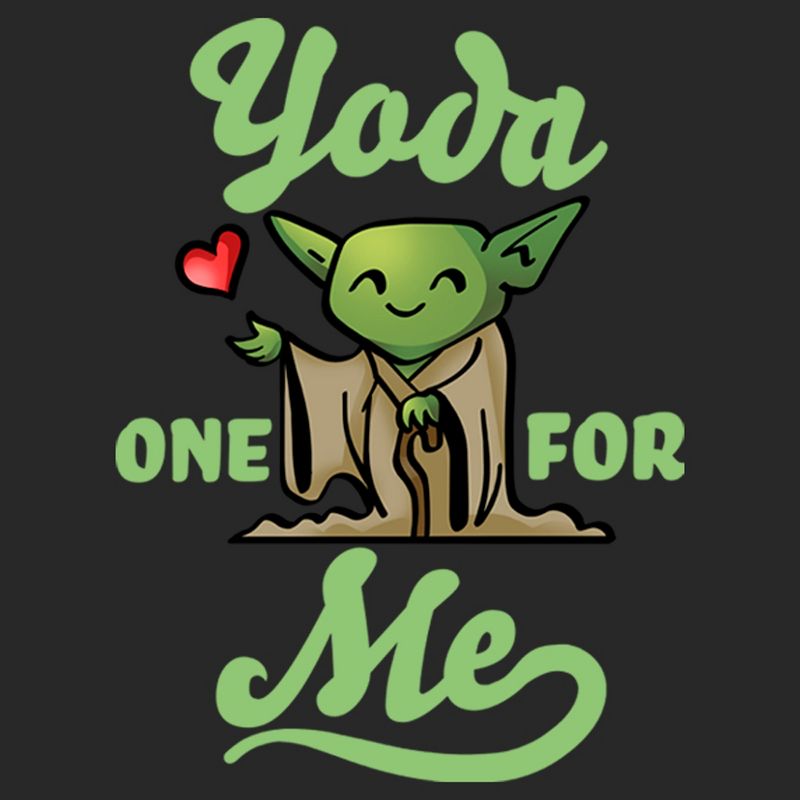 Women's Star Wars Valentine's Day Yoda One for Me Black T-Shirt, 2 of 5