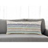 14" X 36" Off White Blue And Orange Cotton Striped Throw Pillow - 2 of 4