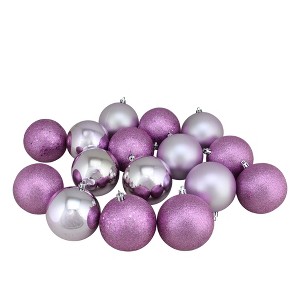 Northlight 16ct Shatterproof 4-Finish Christmas Ball Ornament Set 3” - Purple - 1 of 1