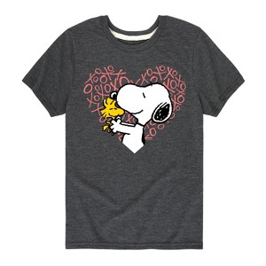 Boys' - Peanuts - Snoopy Woodstock Xo Heart Short Sleeve Graphic T-Shirt - 1 of 4
