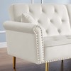 Convertible Futon Couch With Armrest, Velvet Tufted Sofa Bed With Metal Legs Nailhead Trim Loveseat Sleeper Sofa With 2 Pillows For Living Room Office - 2 of 4