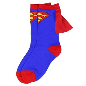 Seven Times Six DC Comics Superhero Batman Superman The Flash Youth Boys Caped Crew Socks - 1 of 2