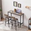 Bar Table Set with 2 Bar stools PU Soft seat with backrest, Rustic Brown, 43.31'' L x 15.75'' W x 35.43'' H( Rustic Brown) - 3 of 4