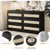 6 Drawer Double Dresser for Bedroom, Rattan Dresser for Bedroom with Smooth Mental Slide, Modern Wood Dresser Chest for Bedroom, Living Room, Hallway - 2 of 4