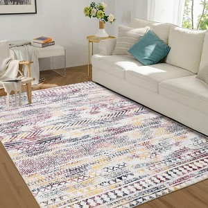 Geometric Rug for Living Room Washable Area Rugs, Non-Slip Bathroom Stain Resistant Floor Carpet - 1 of 4