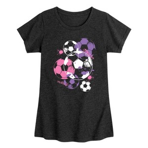 Girls' - Instant Message - Soccerballs and Paint Girls Fitted Short Sleeve Graphic T-Shirt - 1 of 4