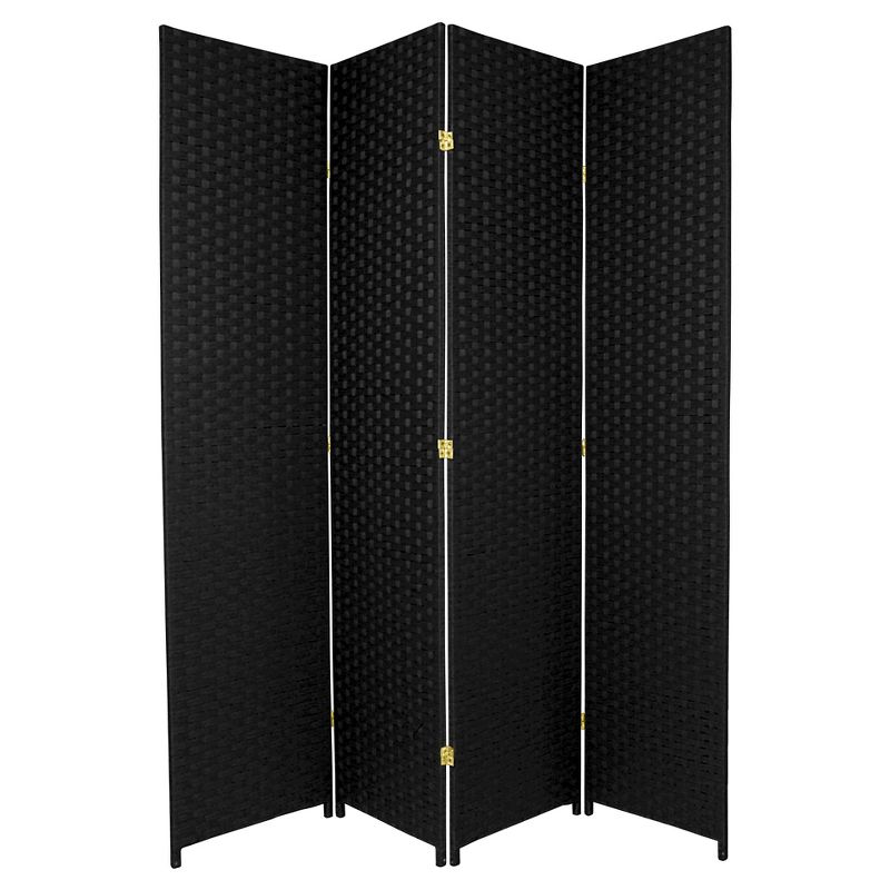 7 ft. Tall Woven Fiber Room Divider - Black (4 Panels), 1 of 6