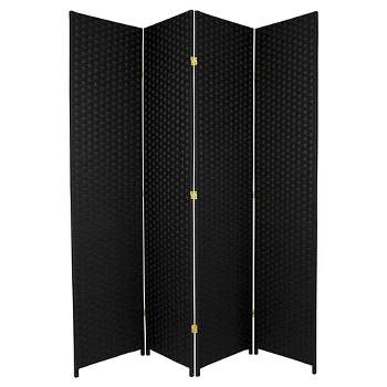 7 ft. Tall Woven Fiber Room Divider - Black (4 Panels)