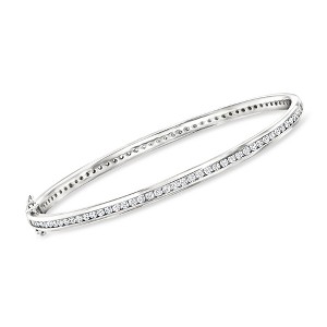 Ross-Simons 1.70 ct. t.w. CZ Eternity Bangle Bracelet in Sterling Silver - 1 of 3