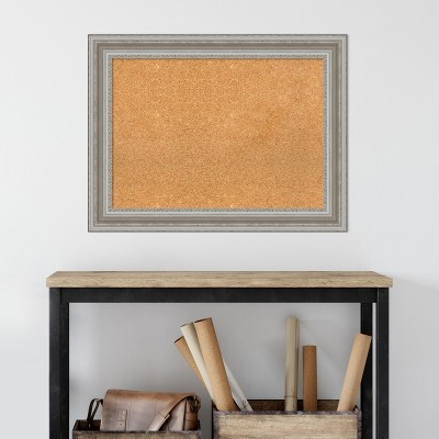 Parlor Silver Framed Natural Cork Bulletin Board 34x26