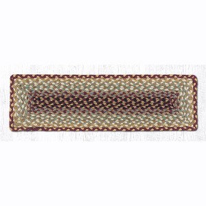 Earth Rugs Rectangle Stair Tread Carpet – Eco-Friendly Jute Burgundy/Gray/Cream 27"x8.25" - 1 of 3