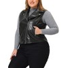 Agnes Orinda Women's Plus Size Leather Motorcycle Zip-Up Riding Biker Crop Vest Jacket - 2 of 4