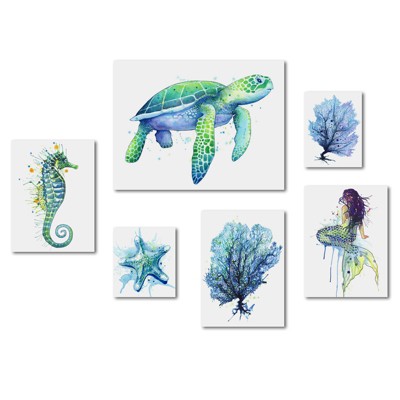 Americanflat - Coastal Watercolor Artwork Canvas Gallery Wall Set by Sam Nagel