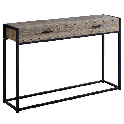 Monarch Specialties Accent Table Console Entryway Narrow Sofa Storage Drawer Living Room Bedroom Brown Laminate Black Metal Contemporary Modern