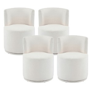 Lyngins Armless Swivel Accent Chairs with Curved Backrest,Upholstered Swivel Reading Chairs,Polyester Barrel Chairs for Bedroom,Living Room,Beige - 1 of 4