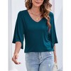 Chiffon Blouses for Women Ruffle 3/4 Sleeve Dressy V Neck Casual Flowy Tunic Tops - 2 of 4