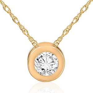 Pompeii3 14K Yellow Gold 3/4ct Round Bezel Real Diamond Pendant - 1 of 3