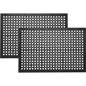 A1HC All Purpose Anti Fatigue Versatile Rubber Floor Non-Slip Drain Holes Commercial Mats Set of 2 - 1 of 4