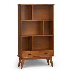 Tierney Solid Hardwood Mid Century Wide Bookcase and Storage Unit Teak - Wyndenhall, Brown